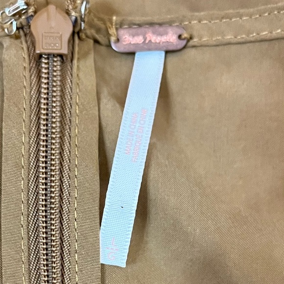 Free People Large Jordan Puff Short Sleeve Drop Ruffle Hem Midi Dress Tobacco - Picture 10 of 11